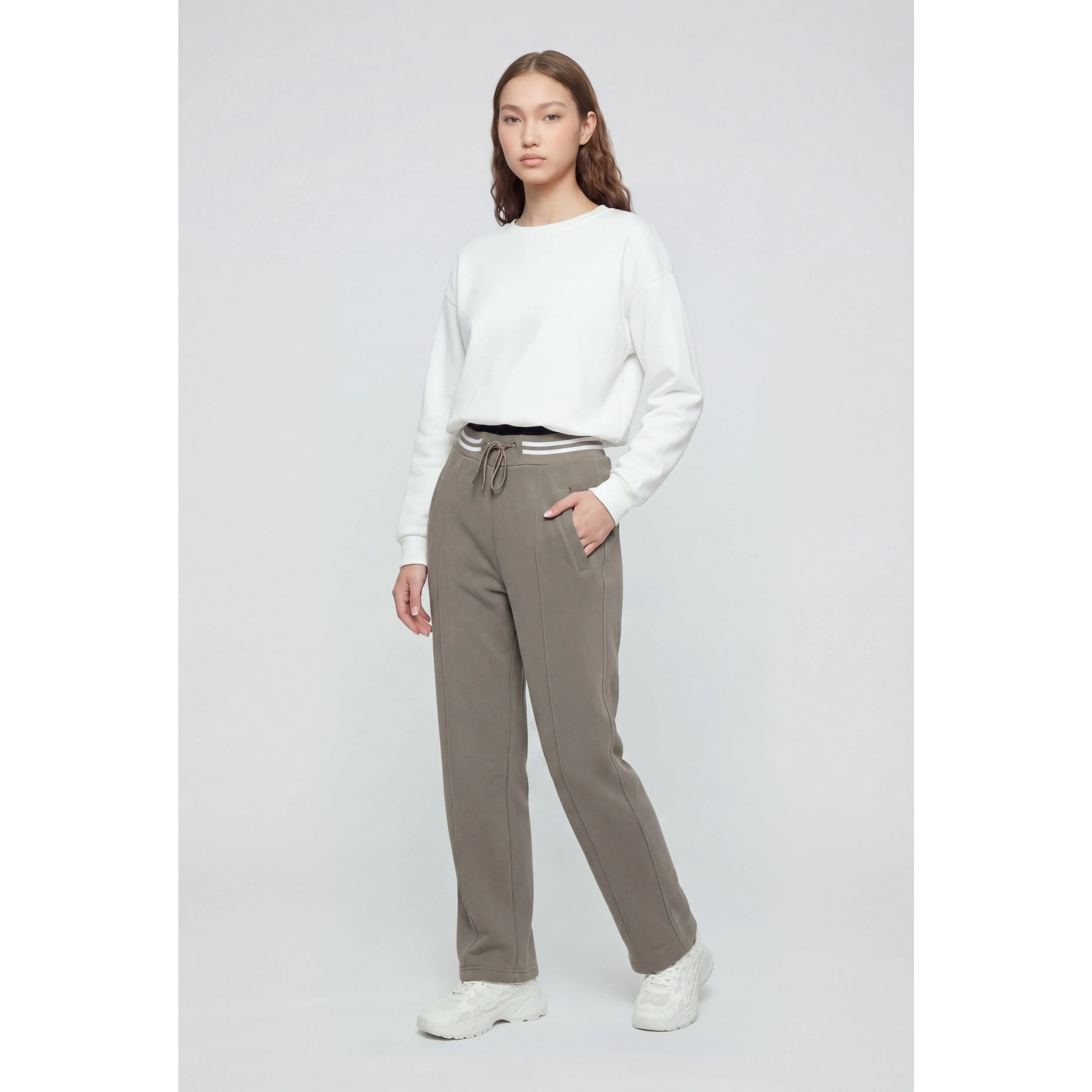 Pintuck Straight-Leg Sweatpants