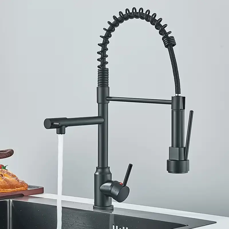 Stainless Steel Kitchen Faucet with Pull-Down Sprayer, Commercial Spring Single Handle, 2-Function Spray Head, High-Arc Single Hole Sink Faucet for Home Improvement Bathroom Fixtures
