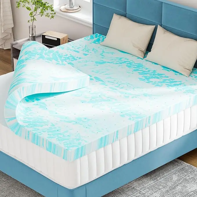 WeCharmer 3 Inch Memory Foam Mattress Topper Queen Size, Cooling Gel Infused Bed Topper for Pressure Relief Back Pain & Comfort Body Support