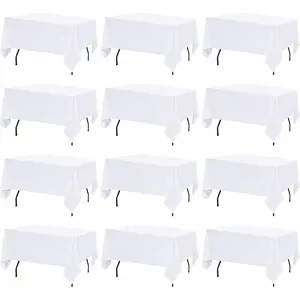 12 Pack White Table Cloth Rectangle Table Cloths for 6 Foot Rectangle Tables 60 X 102 Inch Washable Table Covers, Reusable & Wrinkle Resistant for Weddings, Parties, Events, and Use