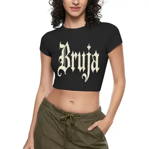 Witch Bruja Gothic Style Font Design Women's Fashion Short T-Shirt