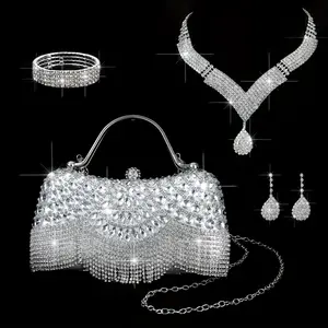 Beautiful Rhinestone Evening Dress Handheld Crossbody Bag for Women
