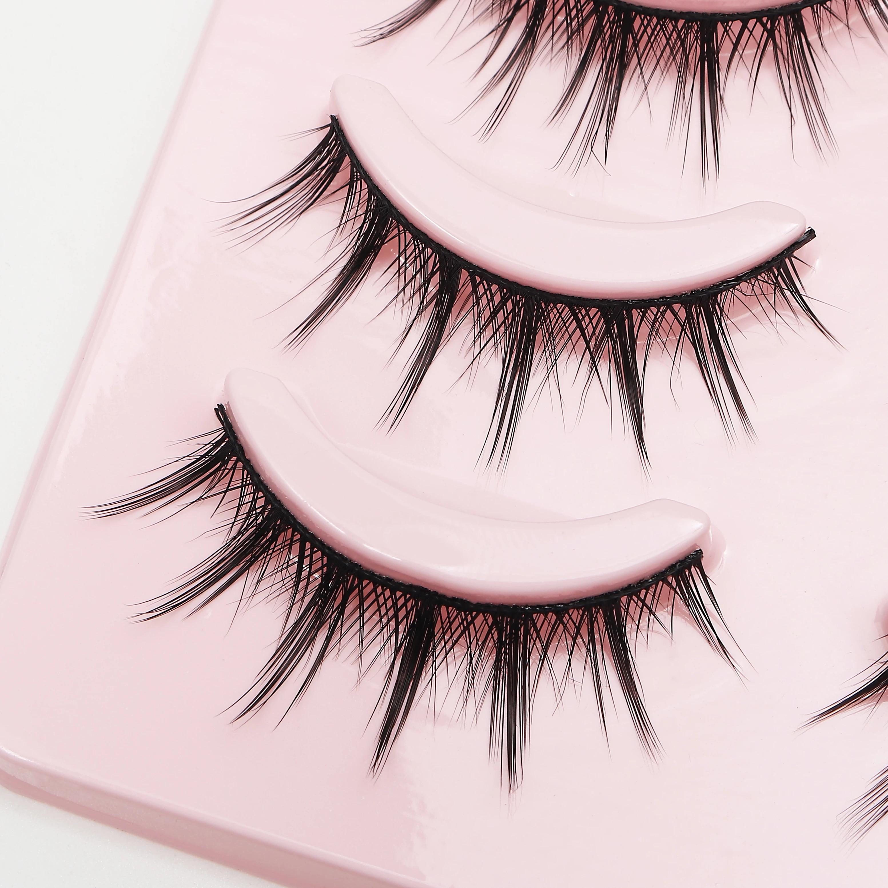 Fake Eyelash Anime Lashes 5 Pairs Little Devil Eyelashes Natural Daily Makeup Manga Eyelashes Clear Band Eyelashes