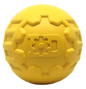 Durable Rubber Chew Ball for Dogs - Yellow Design with Textured Surface for chewing and play