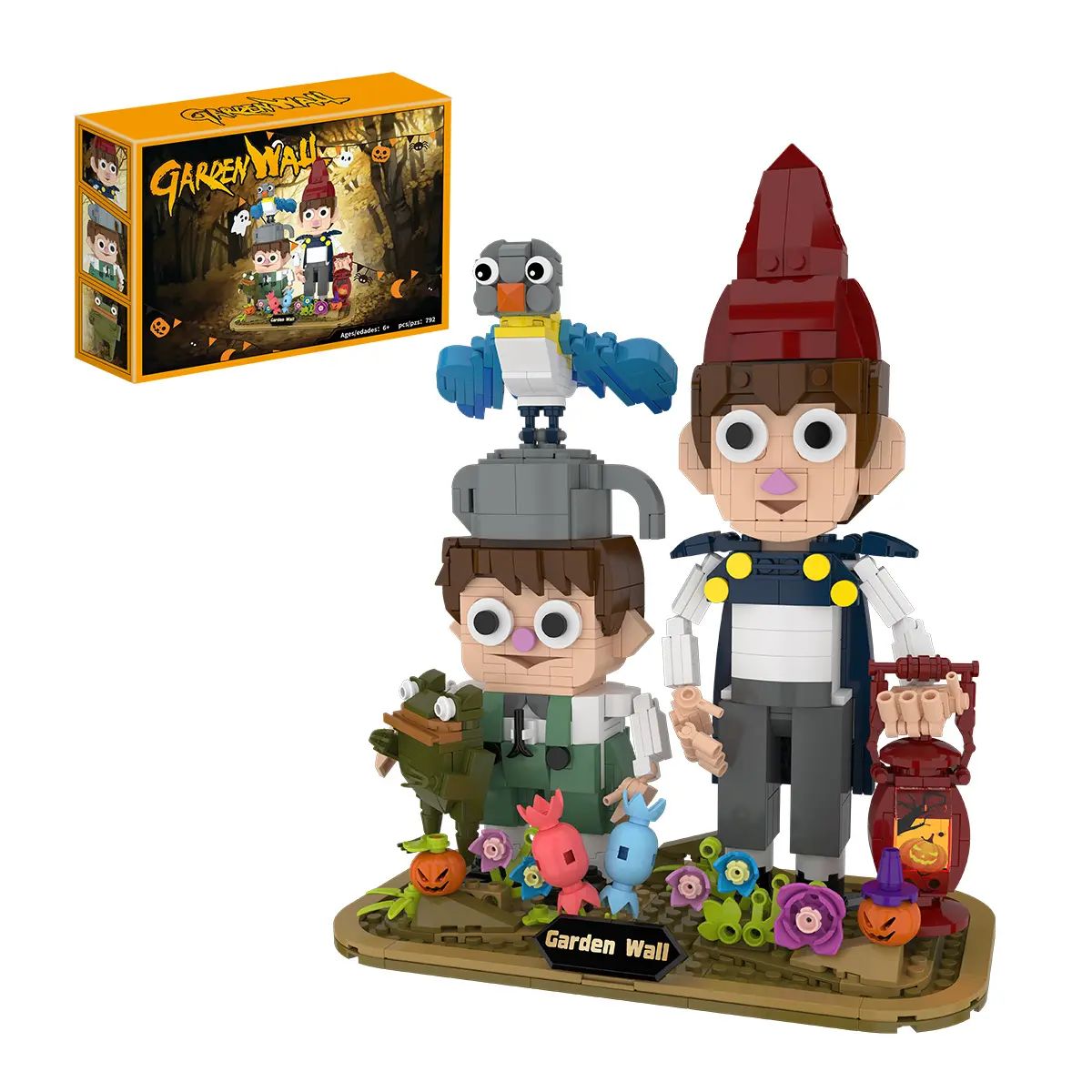 792-Piece Wirt and Greg Action Figure Model Building Kit, Garden Wall Blocks Set, Decorative Garden Bricks Model Kit, House Building Set, Kids' Gift Toy