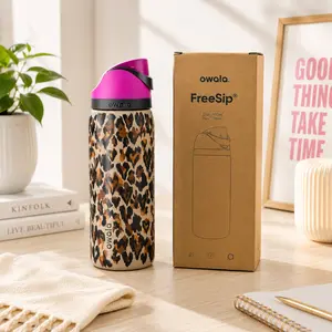 NEW IN BOX Owala "Wild at Heart" 32oz Free Sip Water Bottle Limited Edition Cheetah Leopard Print, Reusable Sports Bottle for Gym, School & Office