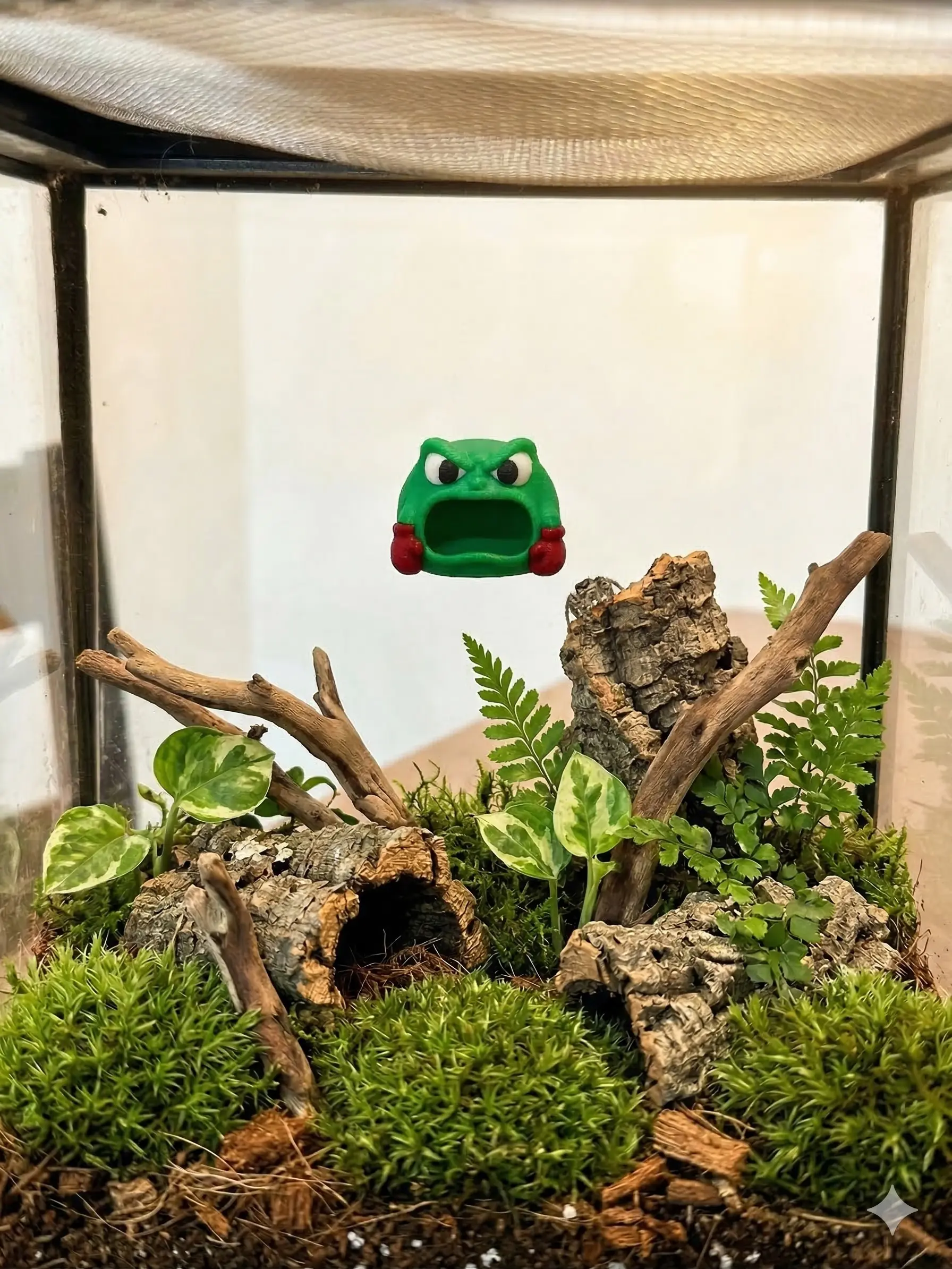 Frog Reptile Hide - 3D Printed Magnetic Terrarium Decor - Hideout Cave for Geckos Jumping Spiders Small Pets - Cute Vivarium Accessory, Multicolor