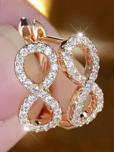 Classic Alluring Full-Zircon Infinity Symbol Dangle Earrings for Women, Ideal Gift for Girls, High-End Jewelry Accessory, Jewelry Gifts