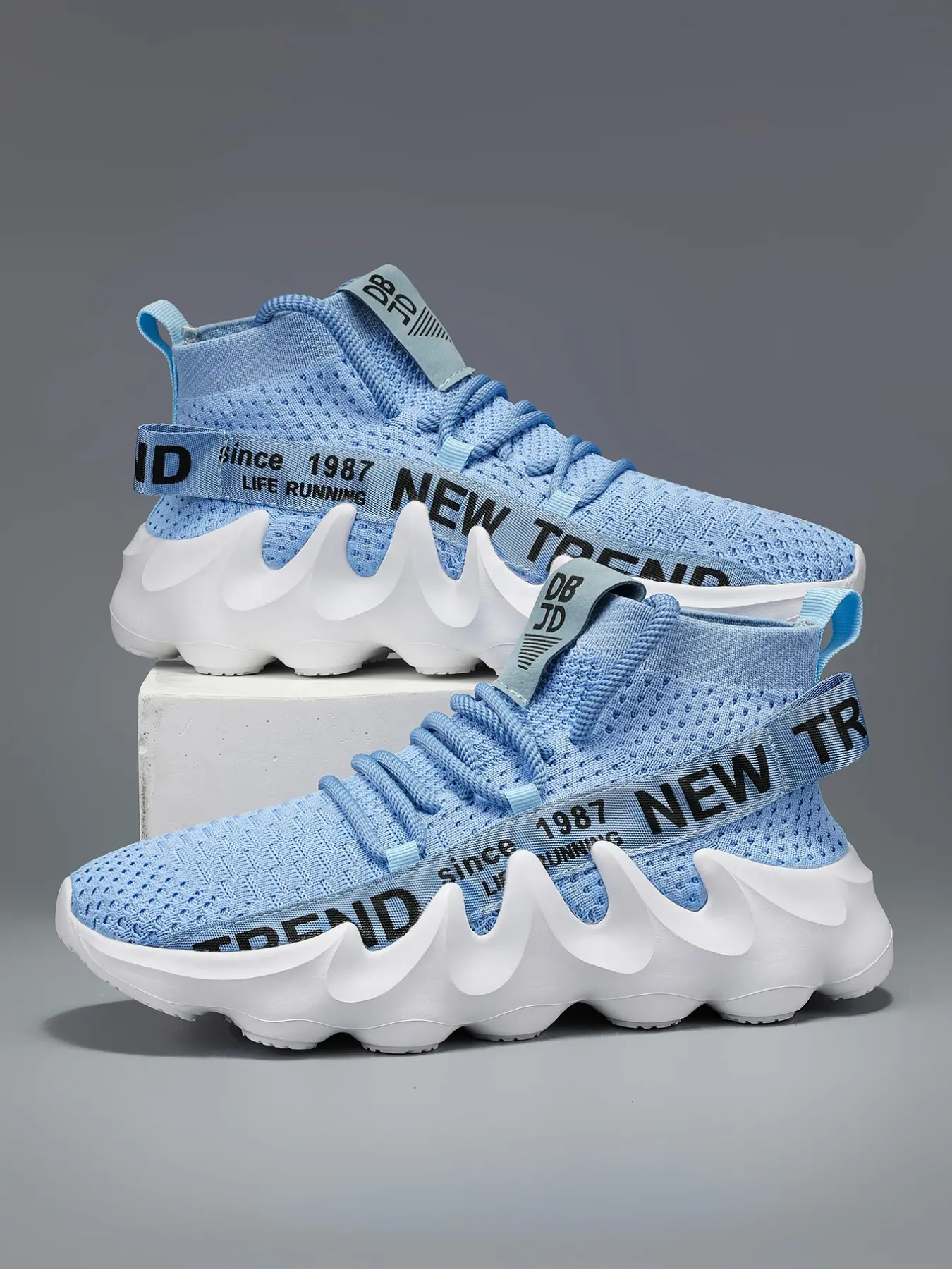 Men's High-Top Sneakers with Letter Print - Breathable Fabric & EVA Cushioning, All-Season Gym Running Walking Shoes for Casual Wear, Casual Sneakers, Comfortable Fit, Flexible Footwear, All Seasons Sneakers