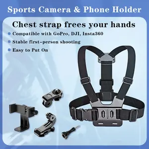 First-Person View Sports Camera Chest Strap, Adjustable Shoulder Harness with Holes, Live Streaming Outdoor Cycling Phone Mount, Sports Camera Accessories
