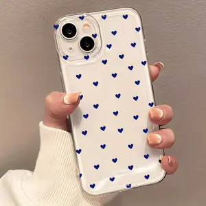 Simple Blue Full Screen Bow Transparent Phone Case Suitable for a variety of iPhone models, from Iphone 17 series to Iphone 11 series, and Iphone x seriesAnd Samsung series