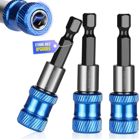 #toolupgrade WORKPRO Drill Bit Extension Set, Magnetic Drill Screwdriver Bit Holder Extender with Aluminum Sleeve, 1/4 Inch Hex Quick Release Bit Holder for Drill in 2-3/8", 4", 6", 12"