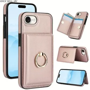 Card Holder Case with 360 Degree Rotating Ring Stand, Durable Wallet Cover Compatible with iPhone 17/16e/16/15/14/13/12/11 Pro Max