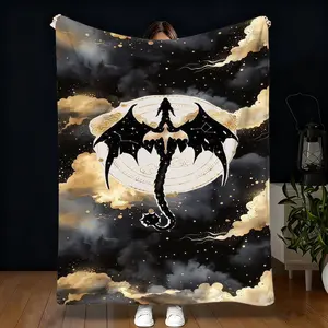 Basgiath War College Dragon Knight Blanket, Dreamy Fourth Wing Inspired Throw, Dragon Pattern, Slogan Print, Comfortable Flannel Bedding