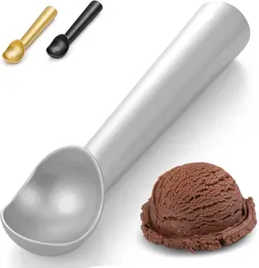 7 Inch Ice Cream Scoop - One-Piece Nonstick Aluminum Scooper - Durable & Easy to Use - Professional Metal Spoon for Ice Cream & Cookies - Lightweight & Versatile Kitchen Tool - Silver