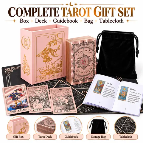 Halloween Tarot Cards Complete Gift Set with Guidebook, Storage Bag & Tarot Tablecloth, Classic Witchy Divination Tarot Deck for Beginners, Halloween Party Card Game & Spooky Holiday Gift
