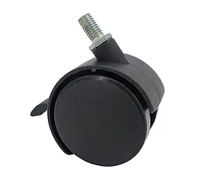 2" M8x15mm Pitch 1.25mm Threaded Stem Plastic Wheel Chair Castor Replacement Caster Black