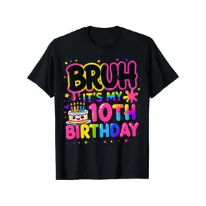 10th Birthday Girls 10 Years Old Bruh Double Digits Birthday T-Shirt | Spring/Summer Comfortable and Easy Going Round Neck, Breathable, Casual Style, Crew Neck, Slight Stretch Fabric, Print Pattern, Perfect for Children summerwins