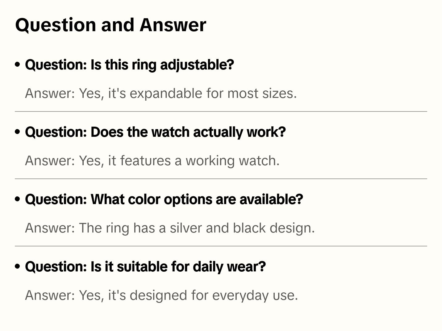 Silver and Black Watch Ring