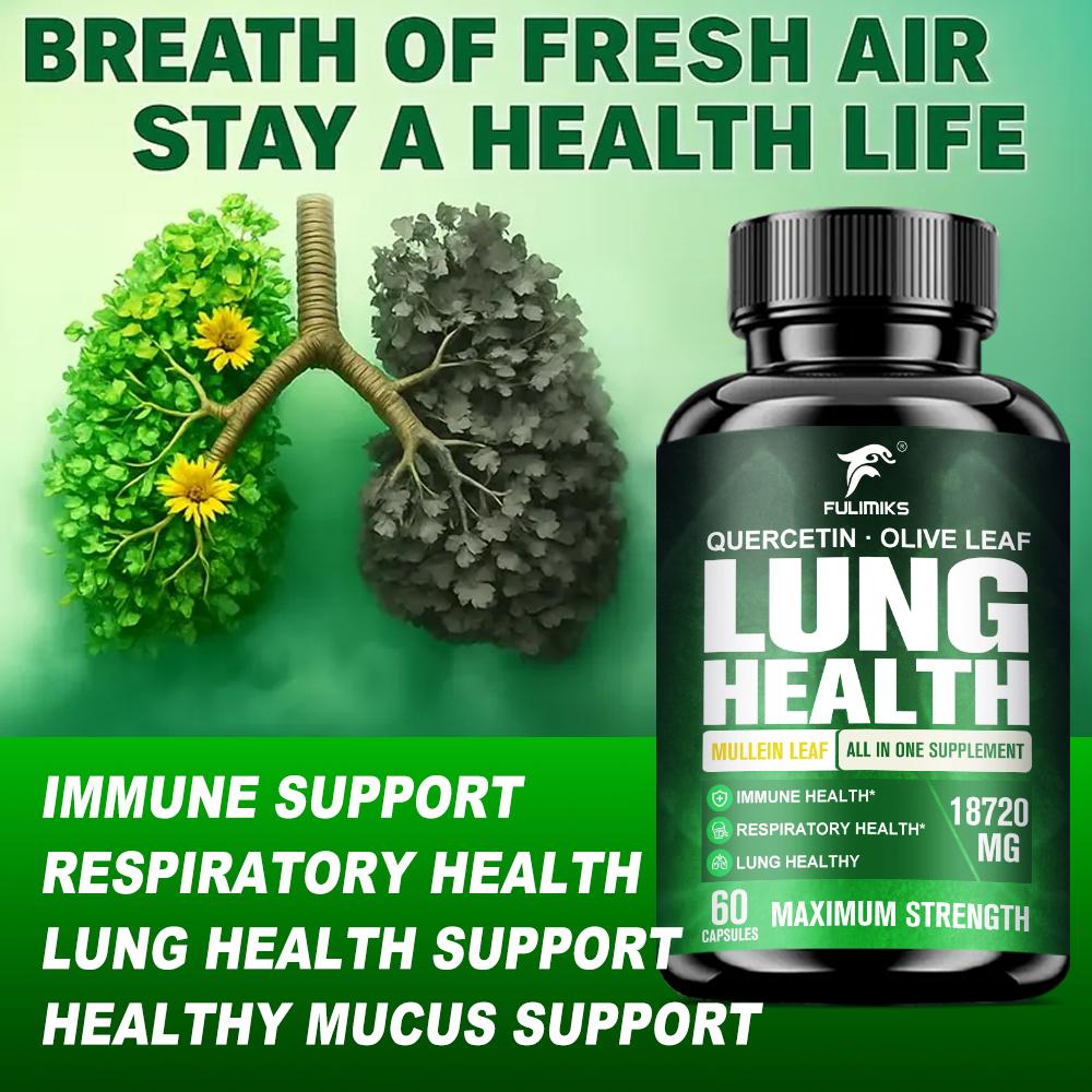 Lung Health - Lung Support Supplement with Mullein Leaf, Butterbur, Quercetin & Bromelain | Lung Cleanse & Detox Formula for Bronchial & Respiratory System Non-GMO