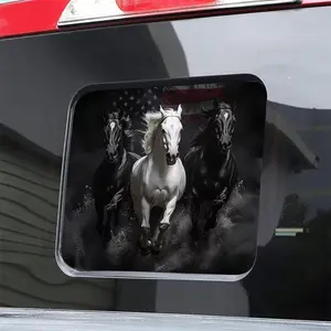 American Flag Running Horse Sliding Rear Window Decals for Trucks, Patriotic Horses Automotive Decal for Truck Back Middle Window, Animal Car Decor Perforated Vinyl Window Film Sticker