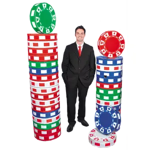 53 1/4" - 69 1/4" 3D Poker Chip Column Cardboard Stand-Ups - 6 Pc.