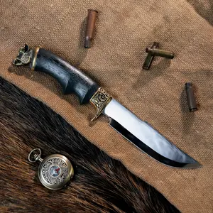“Mirror Traveller” Engraved Knife with Black Oak Handle