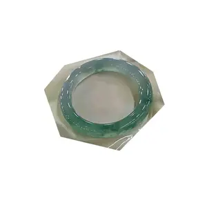 Old Pit Myanmar Ice Jade Floating Flower Jadeite Processed Bracelet Floating Blue Green Flower True Circle Jade Bracelet for Women Ice Waxy Jade Bracelet