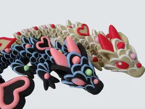 3D Printed Articulating Baby Heart Cookie Dragons – Poseable Fantasy Creatures – Gift
