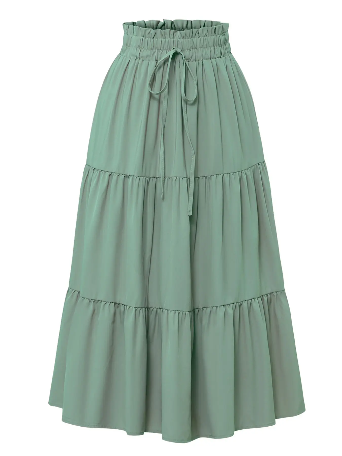 Women's Midi Bohemian Skirt, Casual Cute Summer Vacation Long Skirt, Fashionable Versatile Feminine Street Style, Flowy Design for Everyday Daily and Daytime Wear, Stylish Womenswear Piece, Fit