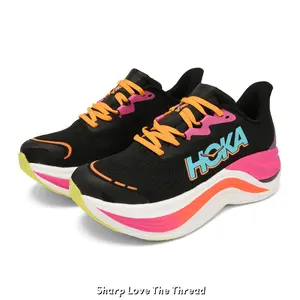 Max Cushion Running Shoes - Black Upper with Neon Pink & Orange Accents, Carbon Plate Midsole for Ultimate Comfort