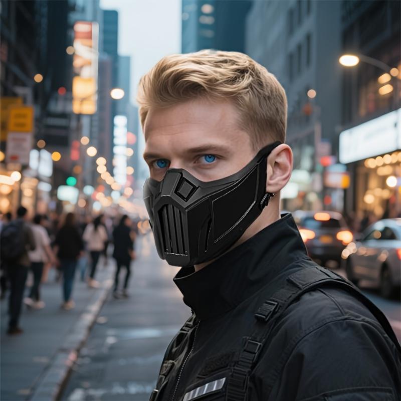 Cyberpunk Edge Full Face Tactical Mask - Breathable with Visor, Protect in Style for Airsoft, Halloween Cosplay, Accessories