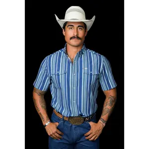 The James in Blue - Short Sleeve Snap