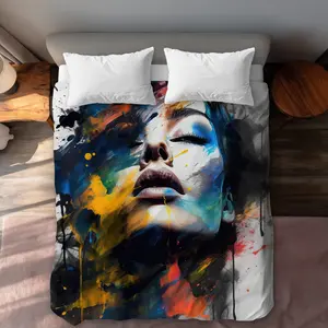 Begin Home Decor C1DCQSW0E1THGN Painted Beauty Red Figurative Queen Size Duvet Cover - Home Decor Essentials
