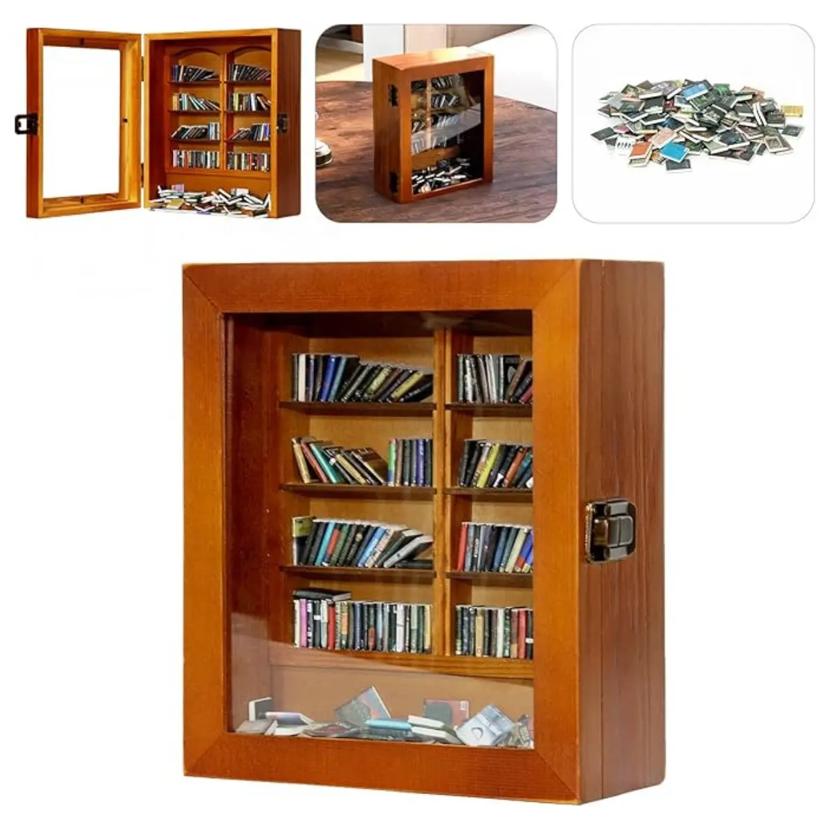 Anxiety Mini Bookshelf Small Bookshelf with Mini Books Miniature Book Display Shelf Away your Anxiety Relief Mini Bookshelf Decor Summer Gift