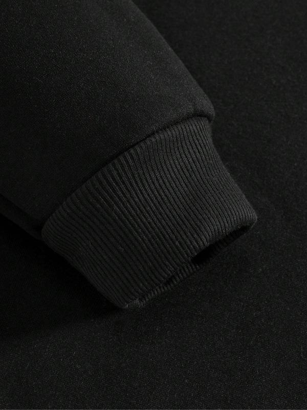 Harley Style Brand Logo Printed Hoodie Sweatshirt, Fitted Long Sleeve Hoodie with Pockets, Fall & Winter Fashion