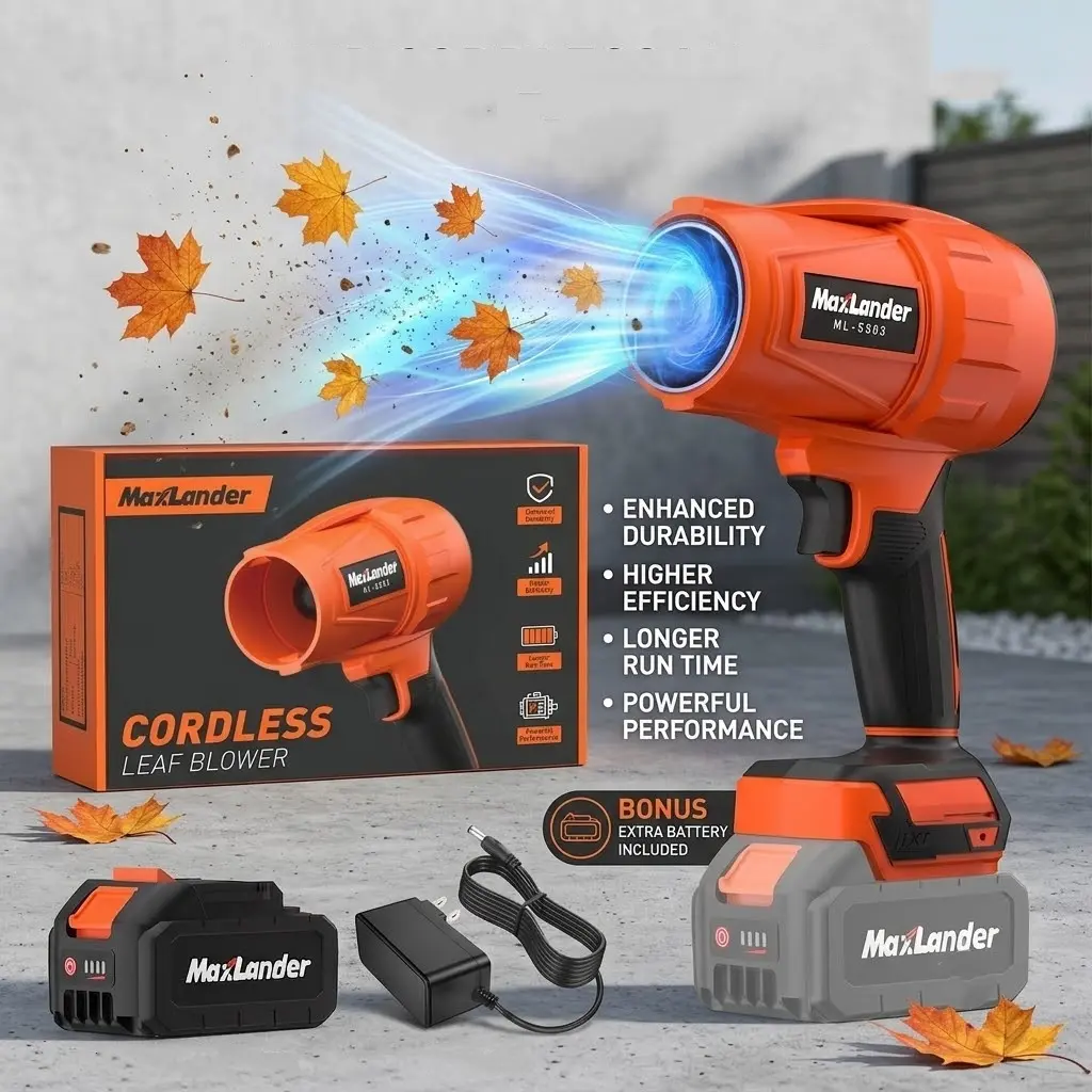 MAXLANDER Cordless Handheld Leaf Blower with 3.0Ah Battery and Charger, Lightweight Garden Tool for Lawn Care, Snow Blowing