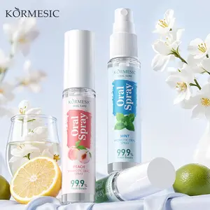 KORMESIC Probiotic Oral Spray - Mint/Peach/Lime, 18ml Pocket Size, 99.9% Bad Breath Reduction, Probiotic Formula, Gentle Non-Irritating Mouth Spray for Daily & Travel Use