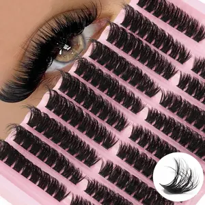 160 Pcs 100D Curled False Lashes, Eyelash, Dense Evenly Distributed, Fine Stem DIY Lash Extensions, Reusable Easy Layering, Beginner Women's Eye Enhancer Gift