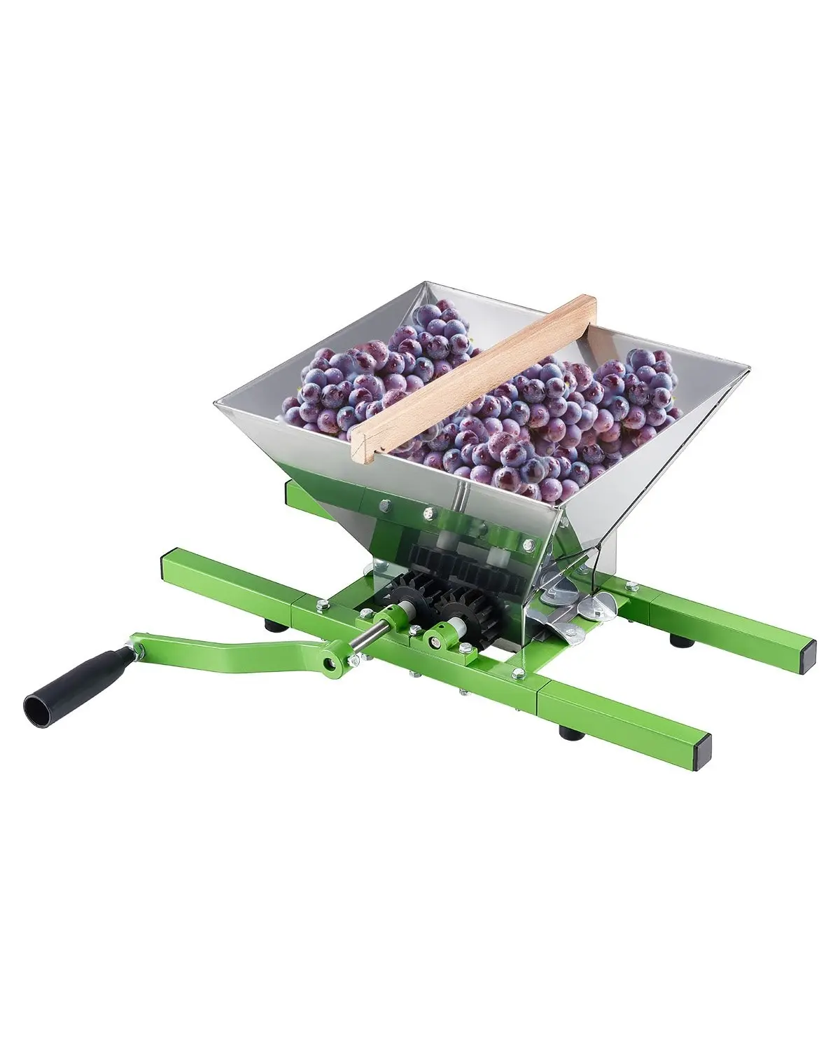 Fruit And Apple Crusher For Wine And Cider Making 1.8 Gallon / 7 Liter Stainless Steel Hand Crank Fruit Press, Food Grade 304, Durable Home Brew Equipment For Winemaking, Easy To Clean, Manual Heavy Duty Crusher