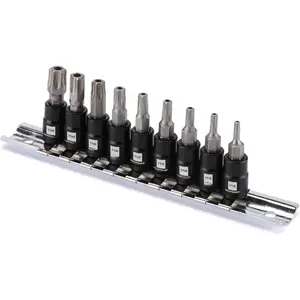 9 count 1/4" Drive Torx Bit Socket Set, Tamper-Proof Torx Bit Sockets, CR-V Sockets & S2 Steel Bits, TT10 - TT50