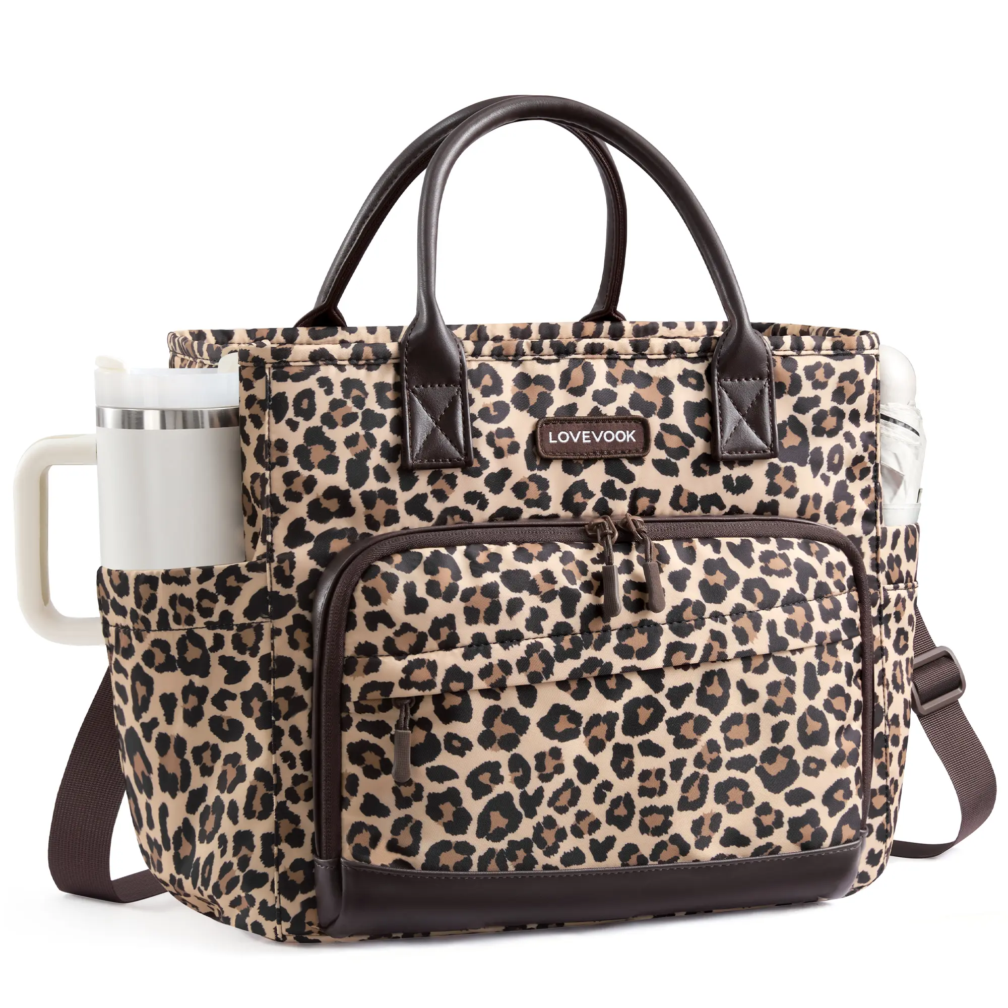 LOVEVOOK Lunch Box for Women, Wide Opening Lunch Bag with Large Cup Holder, Large Capacity Adult Lunch Box for Work, Office & Picnic