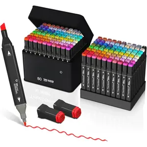 80 Color  Markers,Dual Tip Art Marker Pen, Classic Series  Felt Permanent Markers, Animation Art Sketch Sketching, -based Markers