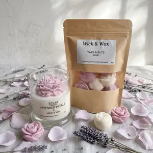 Wick & Wax Lavender Petals Wax Melts - 7oz Bag with 13oz Candle - Perfect for Relaxation and Aromatherapy Vanilla Soy
