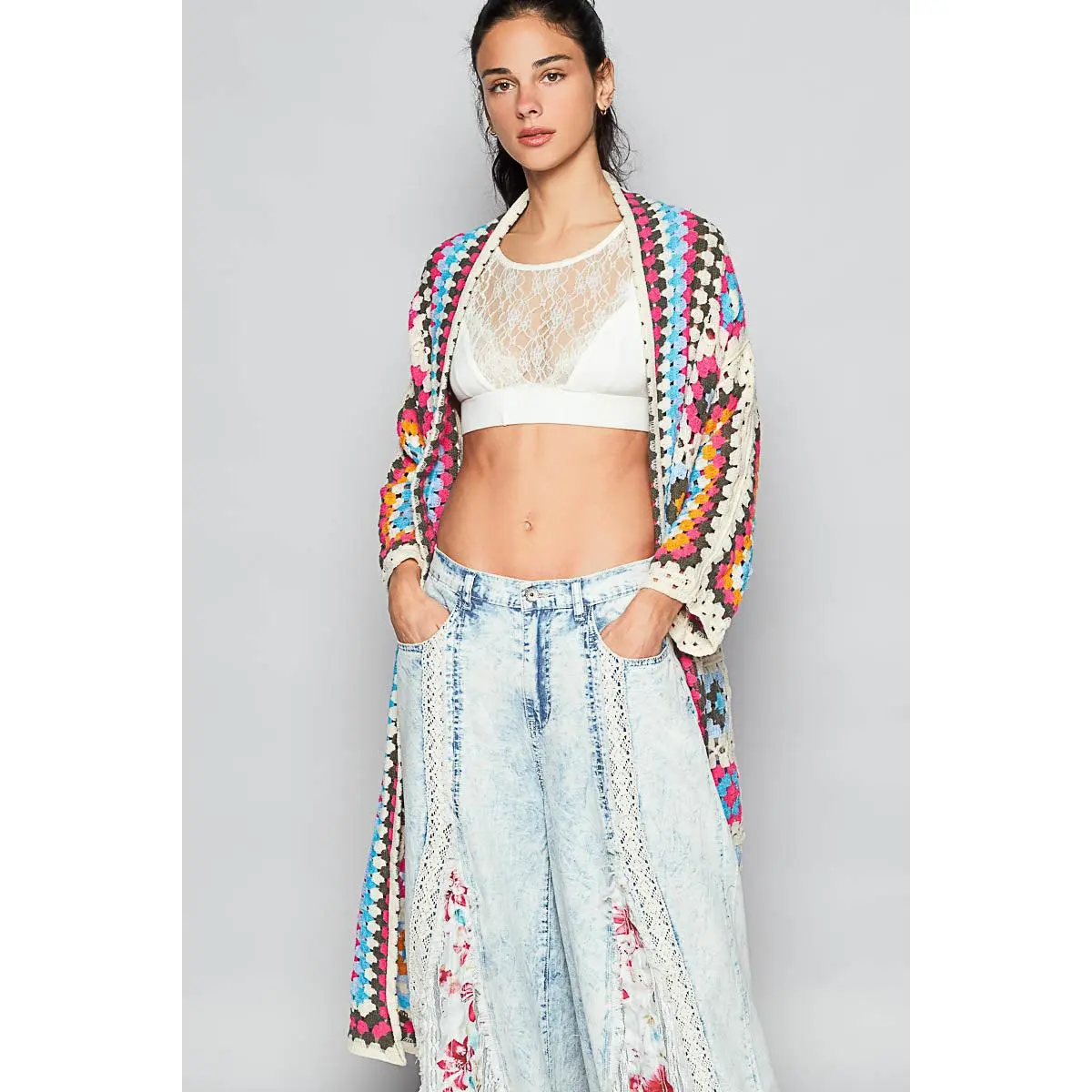 long patchwork crochet cardigan - TikTok Shop