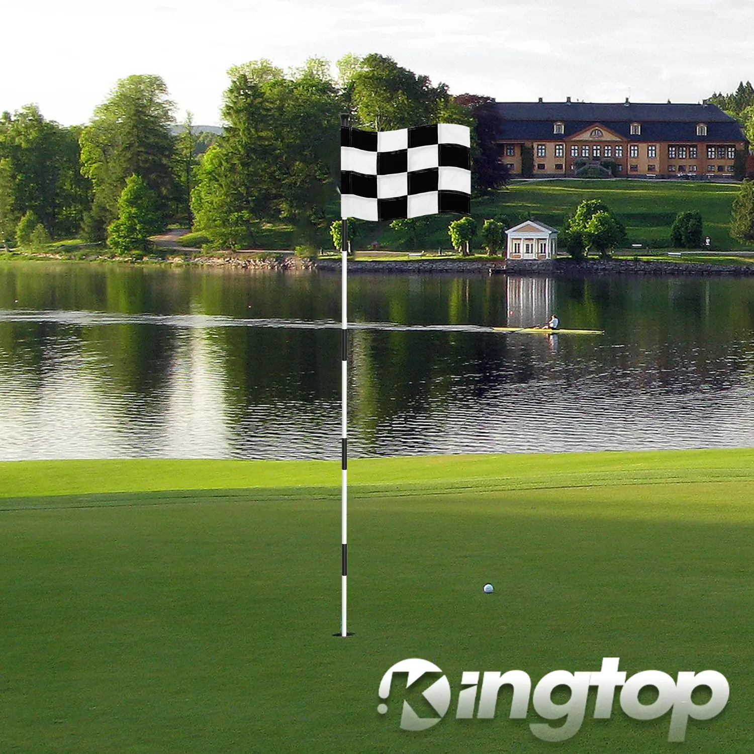 KINGTOP 6ft Golf Flagstick Upgraded, Portable Five-Section Design for Backyard Practice Putting Green, Driving Range, Checkered Golf Flag Hole Cup Set, Gift Idea
