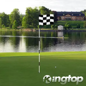 KINGTOP 6ft Golf Flagstick Upgraded, Portable Five-Section Design for Backyard Practice Putting Green, Driving Range, Checkered Golf Flag Hole Cup Set, Gift Idea