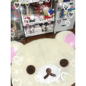 VIKAMA Cartoon Little Bear Plush Rug Anti-Slip Bedroom Bedside Carpet Living Room Children's Room Carpet Home Decor