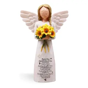 Christian Angel Figurine Gift – Inspirational Sunflower Decor for Women
