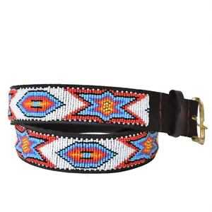 Handmade Kenyan Beaded Belt- Star Cowboy